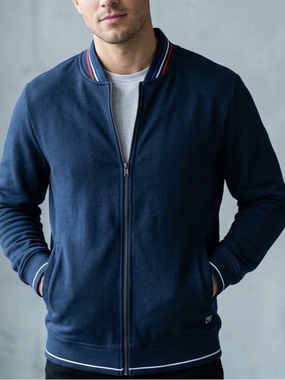 Men's Zip-Up Bomber Sweater- Large